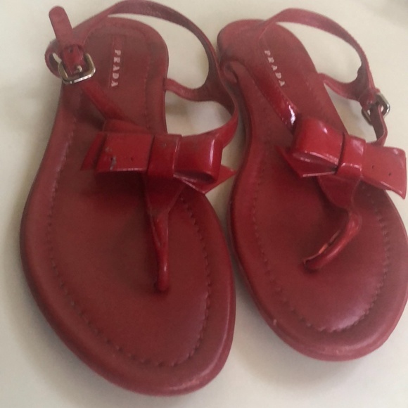Prada Authentic Red Sandals Size 37.5 - Picture 15 of 16
